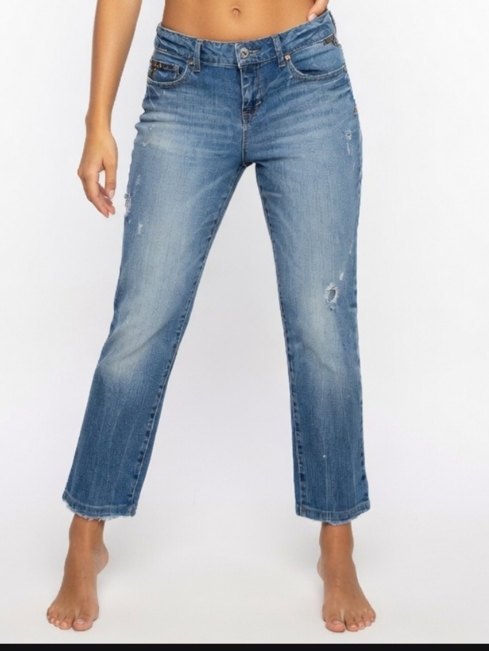 Women's Aeropostale Mid-Rise SKINNY Straight Crop Jeans - Blue (SIZE:6)